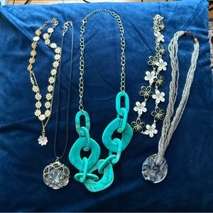 Turquoise and Gold Chain Necklaces